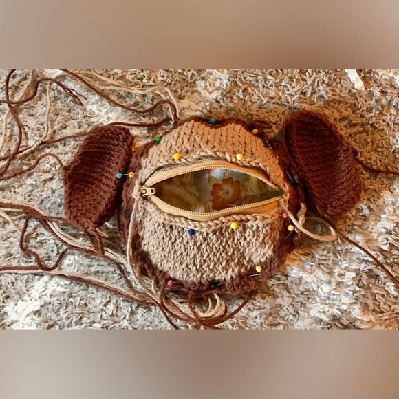 Handmade Knit Monkey Zipper Mouth Wild Bunch Coin Purse Wallet One Of A Kind - Picture 12 of 13